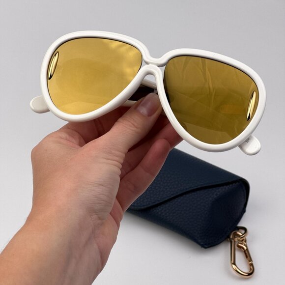 Loewe x Paula’s Ibiza Sunglasses – Ivory Pilot Frame Brown Gold LW40132I 25G - Picture 3 of 10